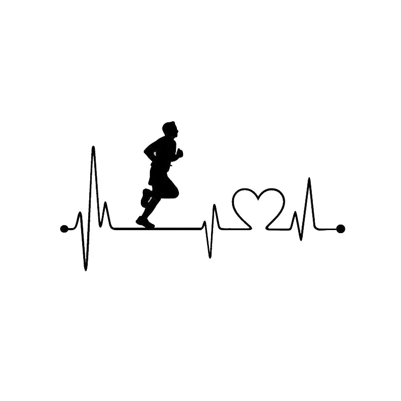 Черный 17,8 см* 9,5 см креативная Мода Guy Heartbeat Run автомобильный Стайлинг виниловые наклейки для автомобиля S2-0407 - Название цвета: Черный