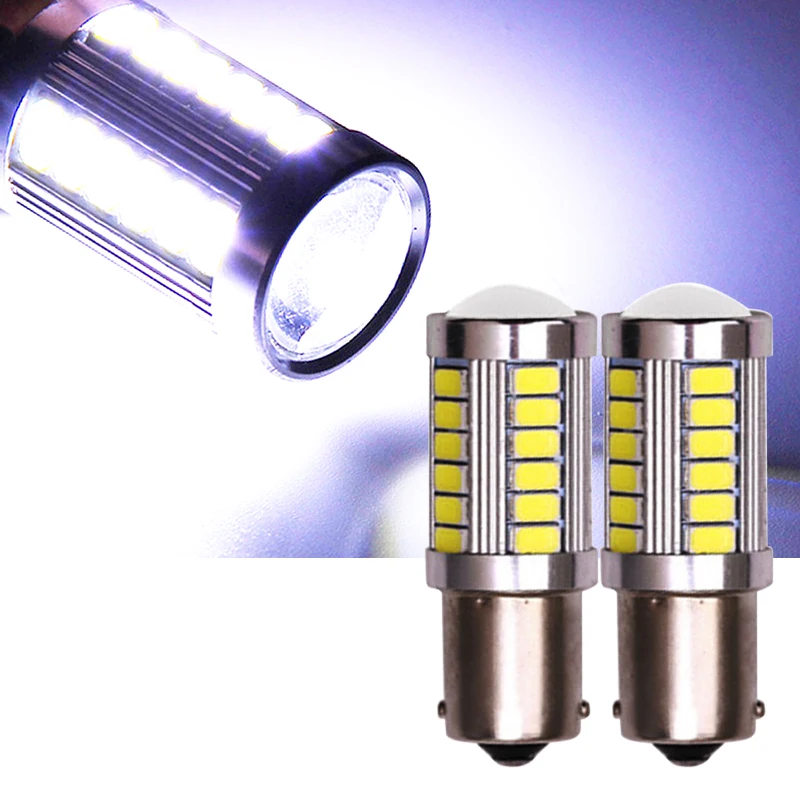

100pcs Car 1156 BA15S 5630 33SMD LED high power led Reverse Lights Auto P21W tail lamp bulb DC 12V white red 6000k for toyota WT