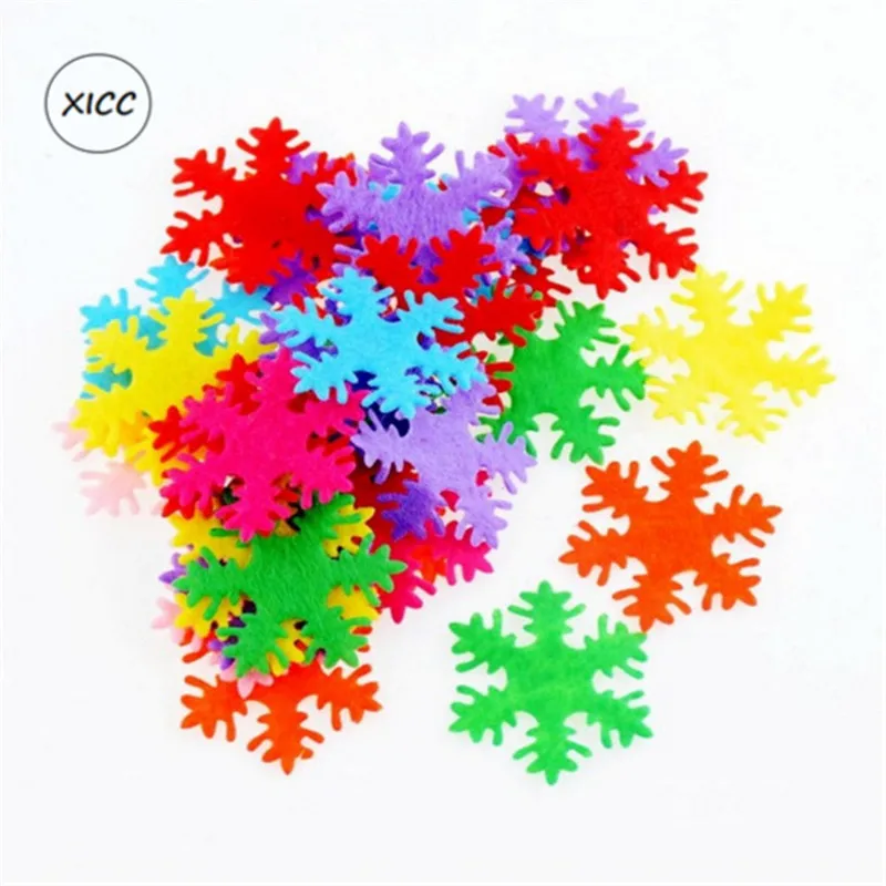 XICC 100PCS Colorful Nonwoven Round Flower Wool Felt Fabric Hair rope DIY Handmade Accessory Sticker Applique Patches Felt Pad