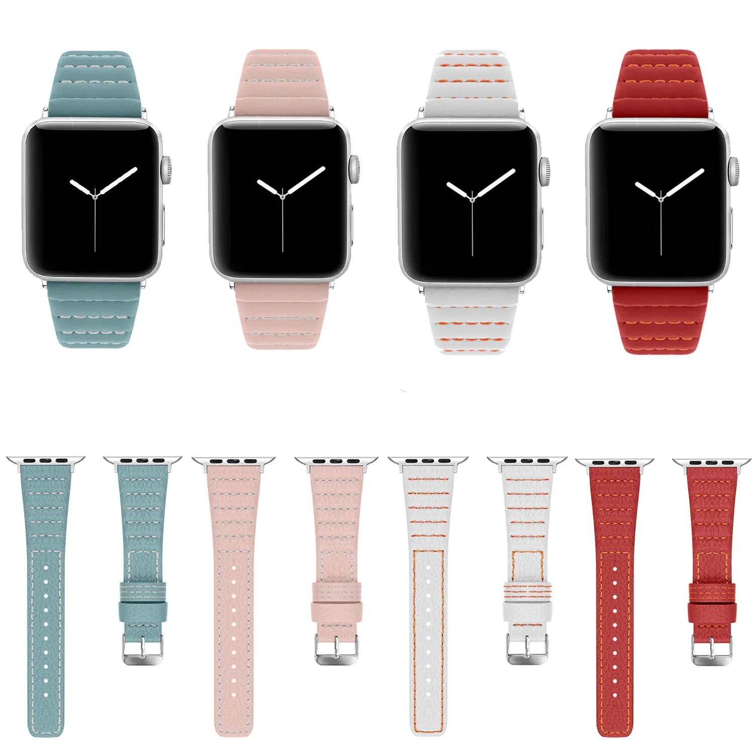 

Сменный Браслет из натуральной кожи для Apple Watch Band Series 4 3 2 1, ремешок с волнистой нитью для iWatch 38/40 мм 42/44 мм