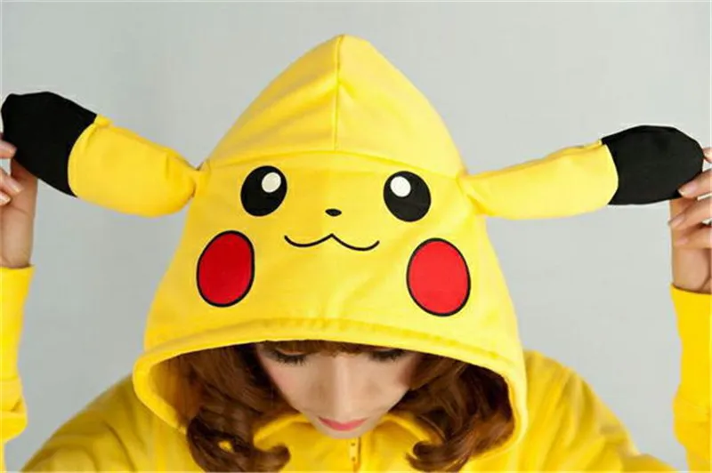 Для женщин Косплэй Пикачу Костюм Японии аниме Покемон Go худи Толстовка