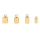 Концевики для шнура из нержавеющей стали золотого цвета, 3 мм4 мм5 мм6 мм, кожаные Концевики, Концевики для кожаного шнура с петлей, 50 шт.