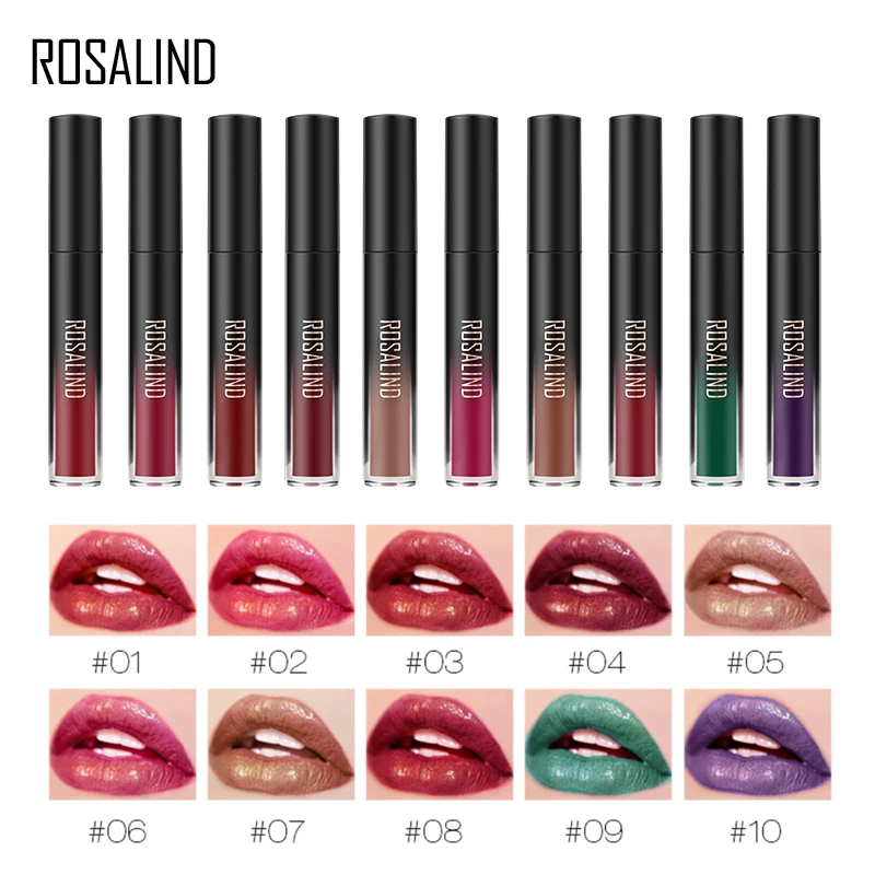Набор косметики для губ ROSALIND водостойкая блестящая губная помада телесного