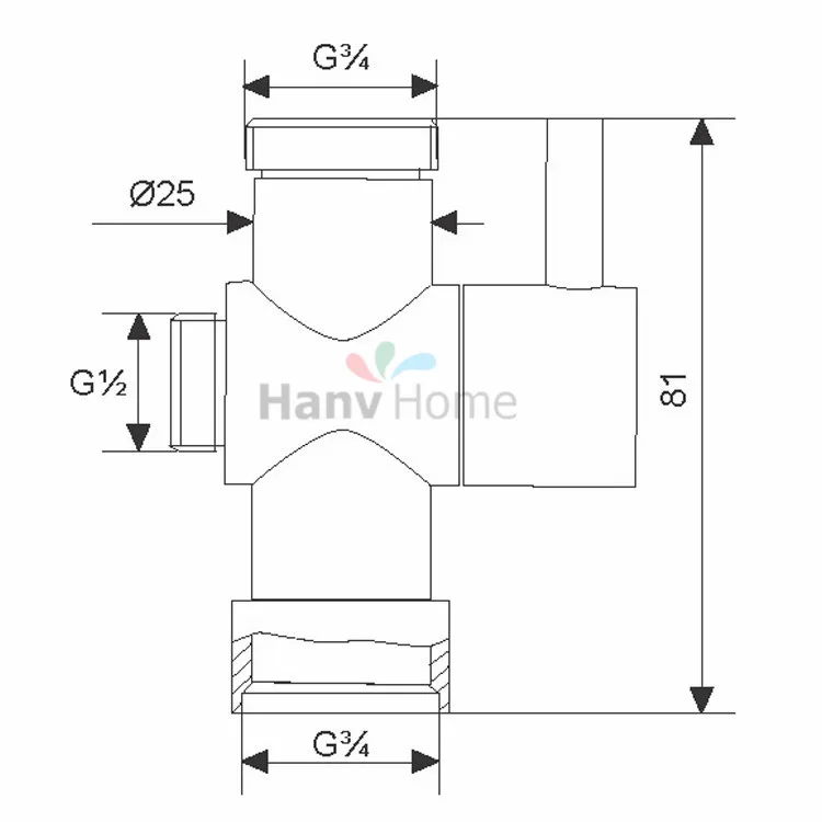 G3/4 ''и G1/2'' медный хром для туалета душевой сепаратор отводной клапан
