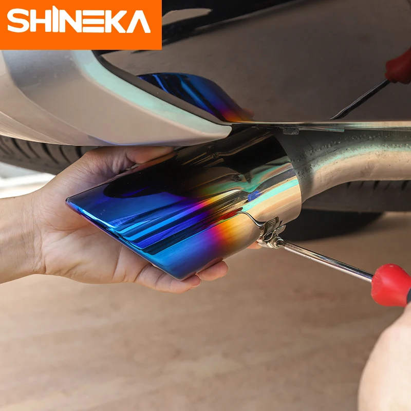 SHINEKA общего назначения Нержавеющая сталь заднего круглый глушитель автомобиль