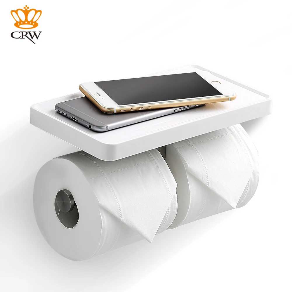 CRW держатель для туалетной бумаги с полкой настенная полка ванной двойной рулона