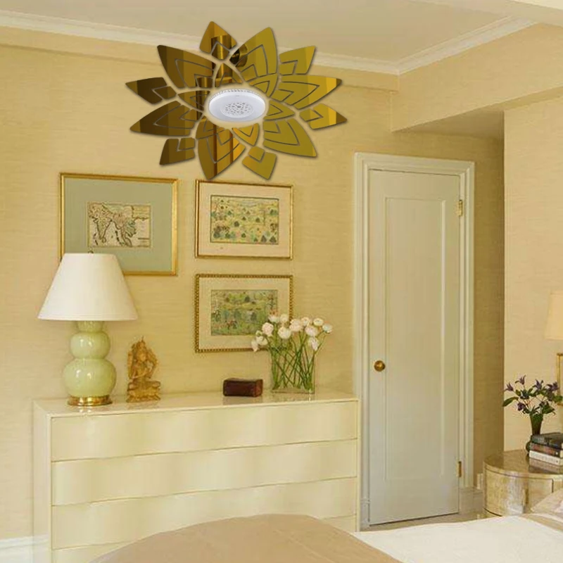 Модные Современные украшения для дома акриловые зеркальные наклейки с цветочным