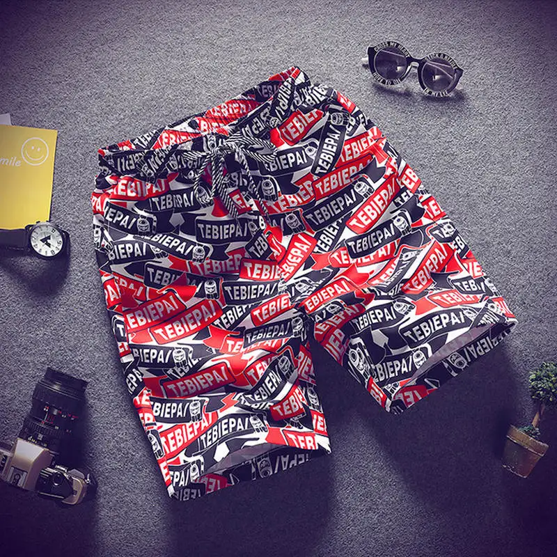 Рубашки домашние Для мужчин Drawstring печатных уличная Для мужчин s шорты летние Для мужчин шорты из хлопка и льна одежда