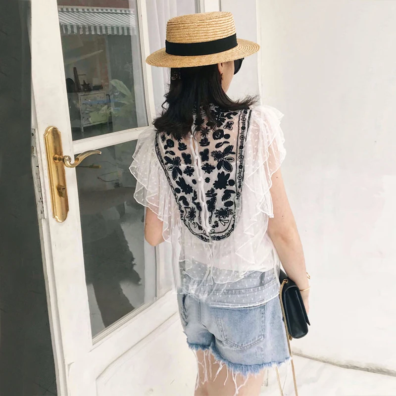 VGH повседневная женская рубашка в горошек с высоким воротником вырезами на