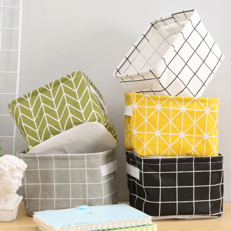 

Cotton Storage Boxes Make Up Cosmetics Organizer Book Container Dirty Clothes Casket Portable Office Organizer With Handle