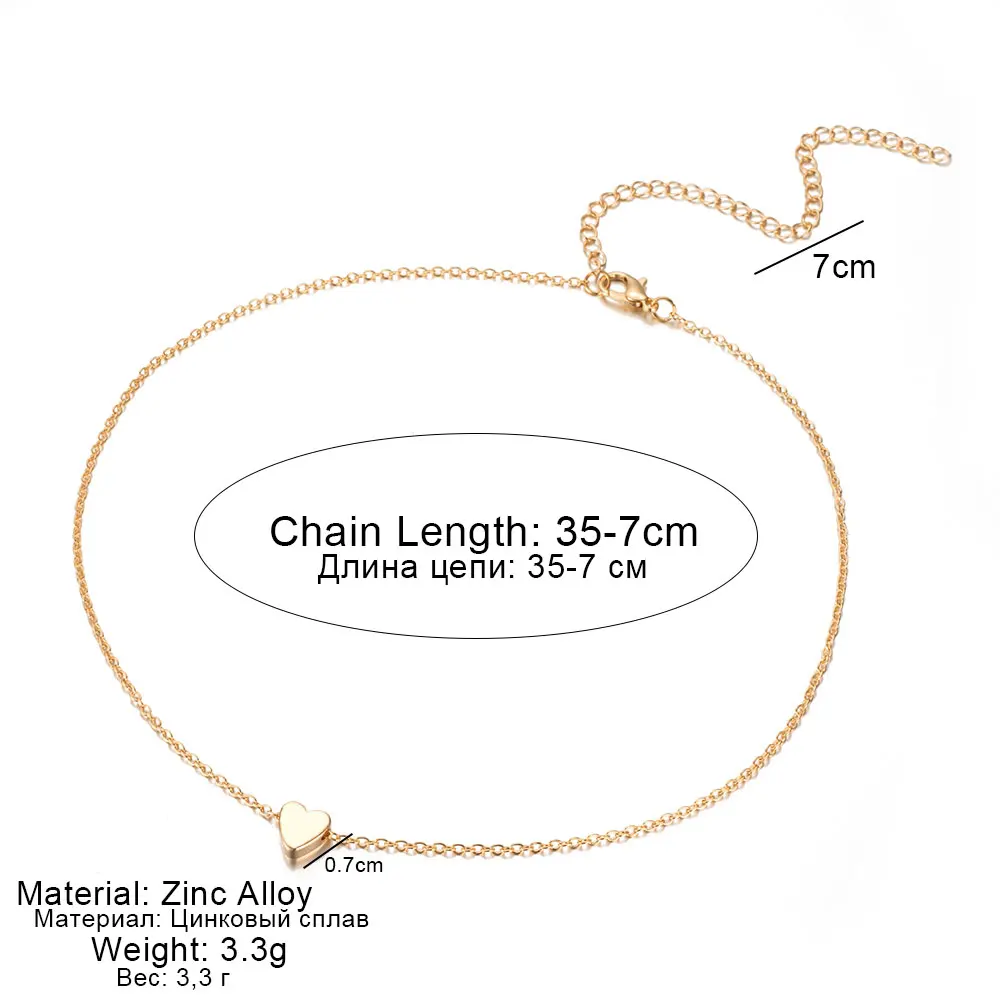 Ожерелье-чокер маленькое в форме сердца для женщин Золотая цепочка ожерелье с