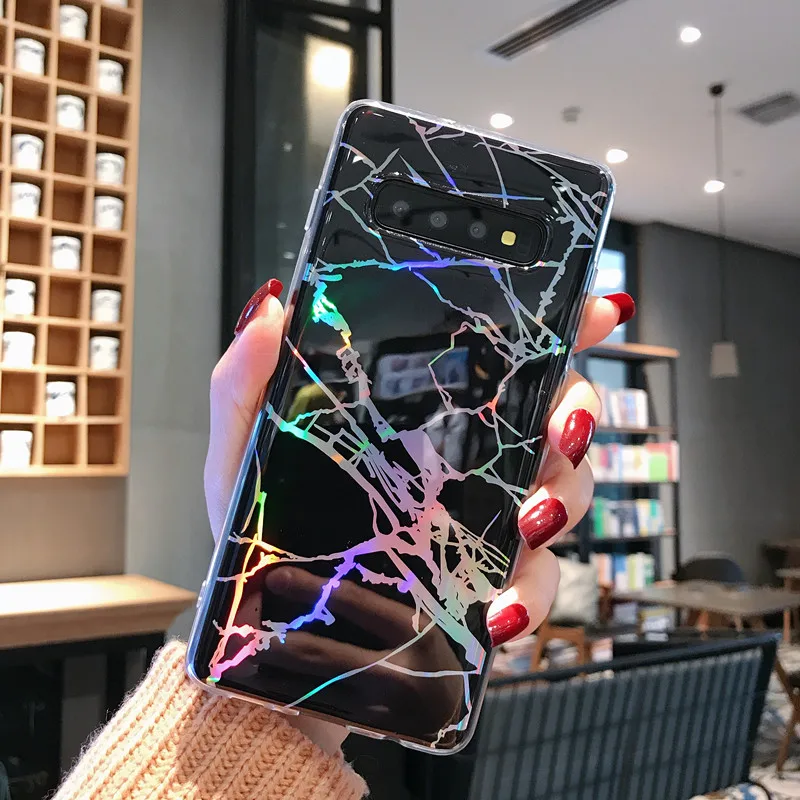 Защитный чехол с лазерным мраморным камнем для Samsung Galaxy S10 S9 S8 Plus S7 Edge мягкая