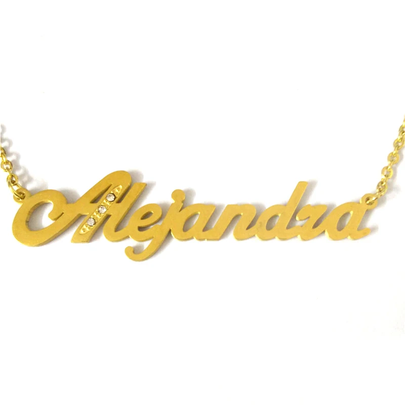 

FairLadyHood Personalized Font Alejandra Pendant Necklaces Stainless Steel Gold Chain Custom Name Necklace Women Bridesmaid Gift