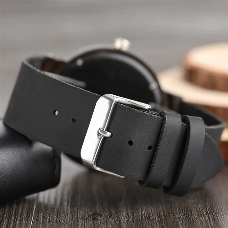 2018 Новое поступление часы с натуральным эбеновым деревом бамбуковые кварцевые