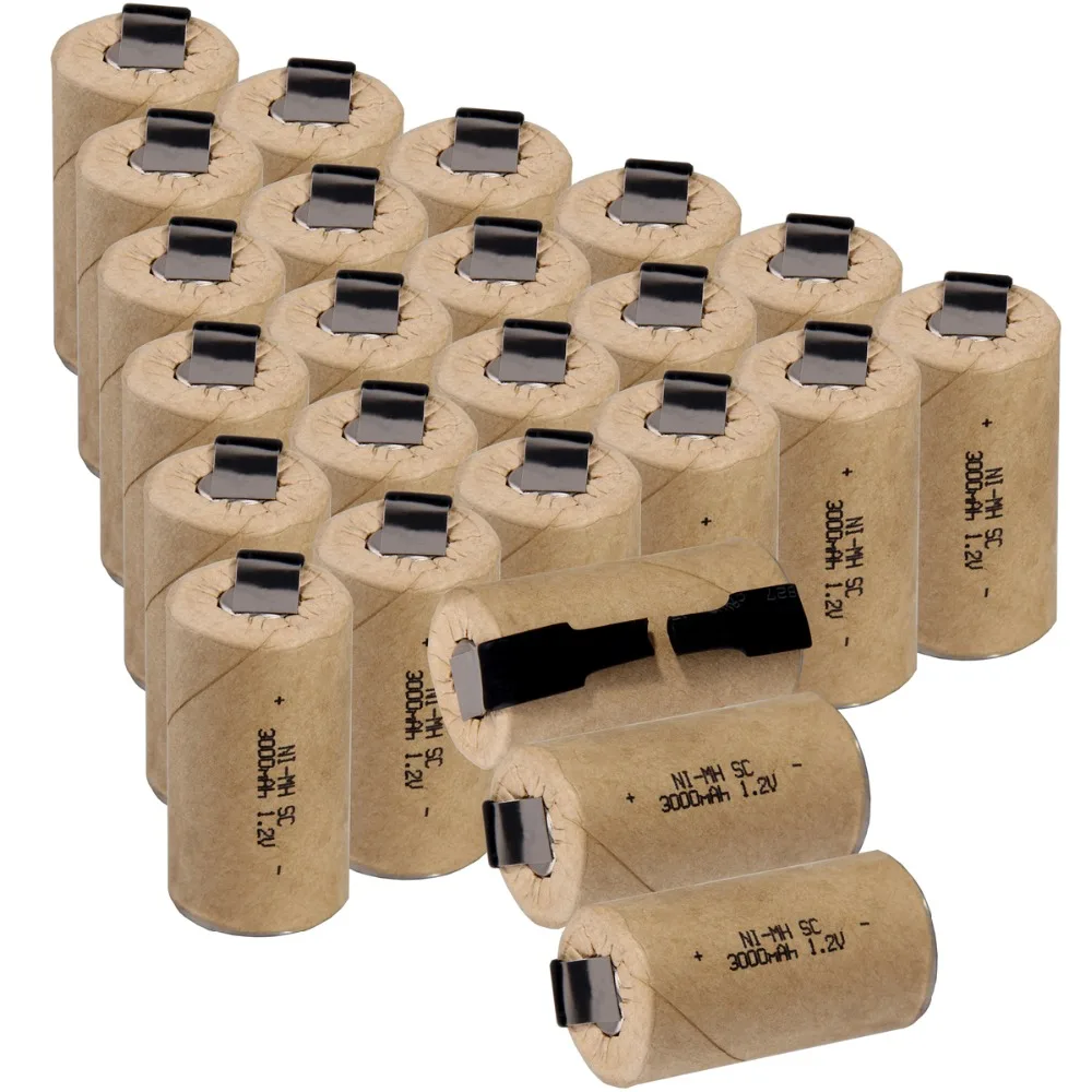 24 шт. SC 3000mah 1 2 v аккумулятор NIMH аккумуляторные батареи для аварийного светильник