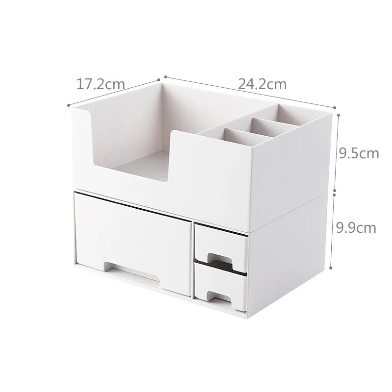 White 1 Set MICCK двухслойный Настольный органайзер для макияжа, Женский Ящик для хранения косметики, шкатулка для хранения косметики, губная помада, органайзер для ванной комнаты - Цвет: White 1 Set