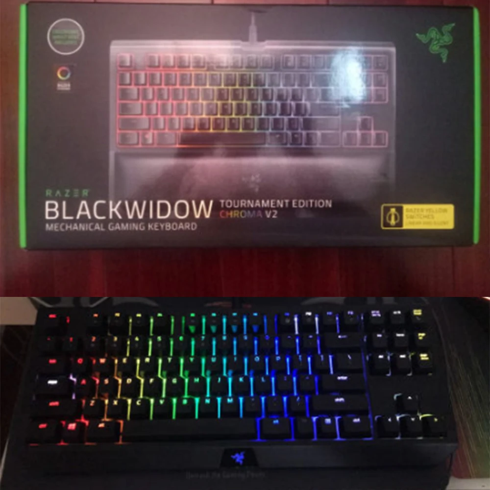 razer BlackWidow Tournament Edition Chroma V2 Механическая игровая клавиатура RGB тактильные щелкающие переключатели razer Green-черный