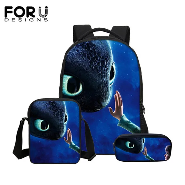FORUDESIGNS/комплект школьных сумок, Как приручить Вашего Дракона принтами, пенал, портфель, книга, школьная сумка рюкзак для мальчиков и девочек, портфель - Цвет: Армейский зеленый