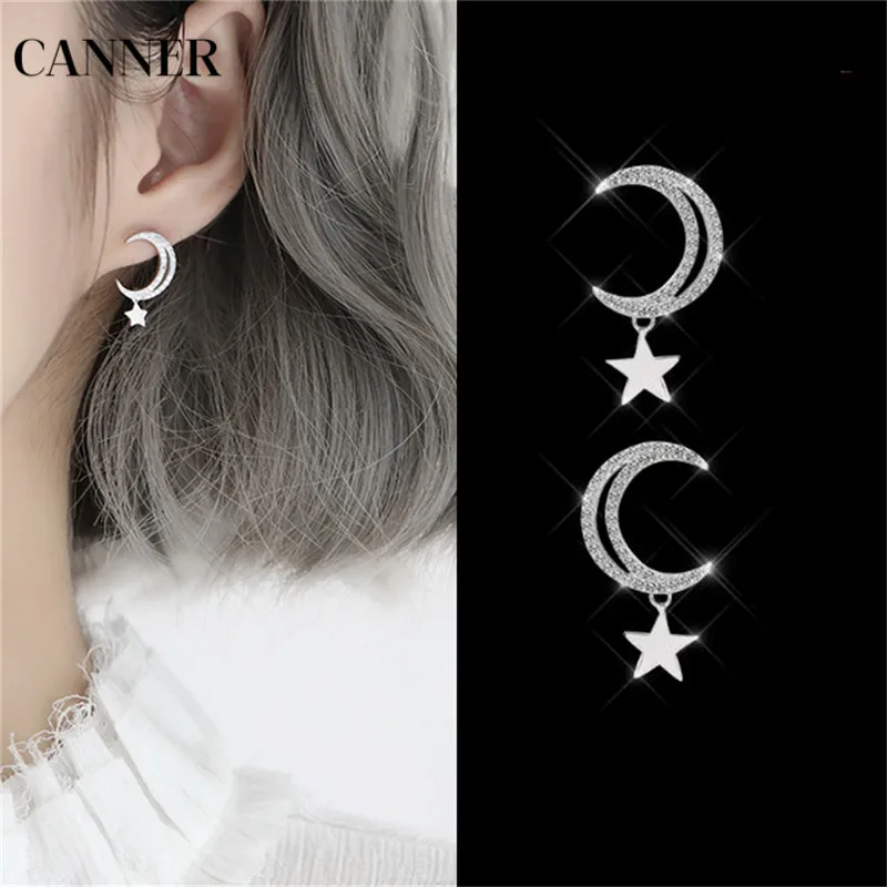 Женские серьги с кубическим цирконием Canner в виде звезды и Луны ювелирные изделия