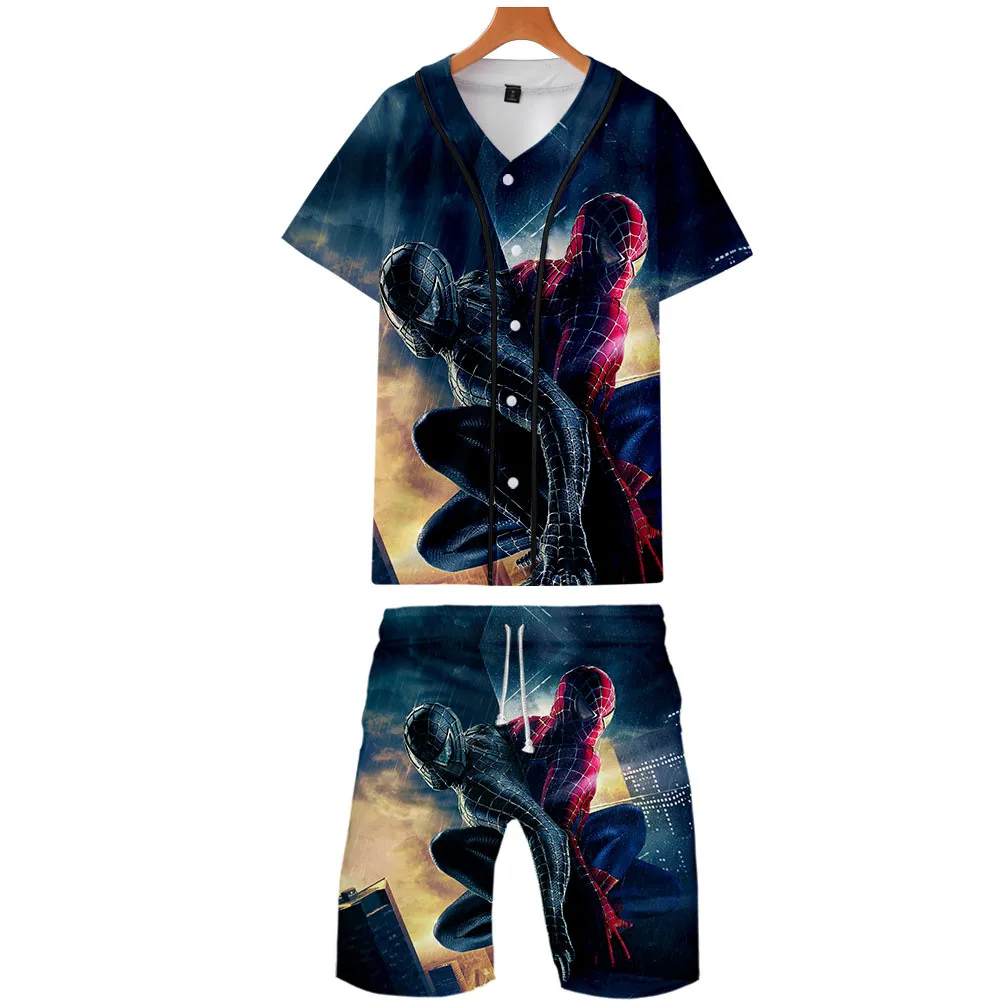3D принт Marvel Человек Паук бейсбол Джерси футболка шорты комплект из 2 предметов |