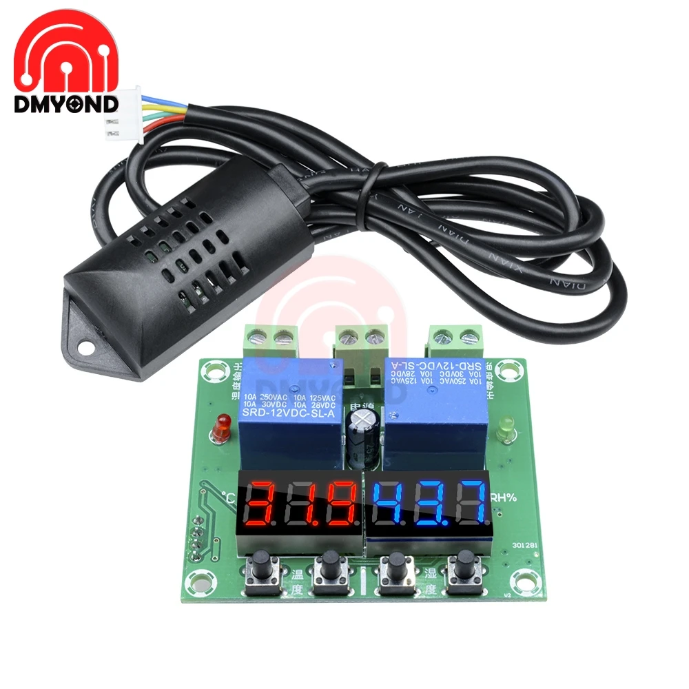 

Цифровой двойной светодиодный термостат для контроля температуры и влажности, Электронная зеленая плата, 12 В постоянного тока