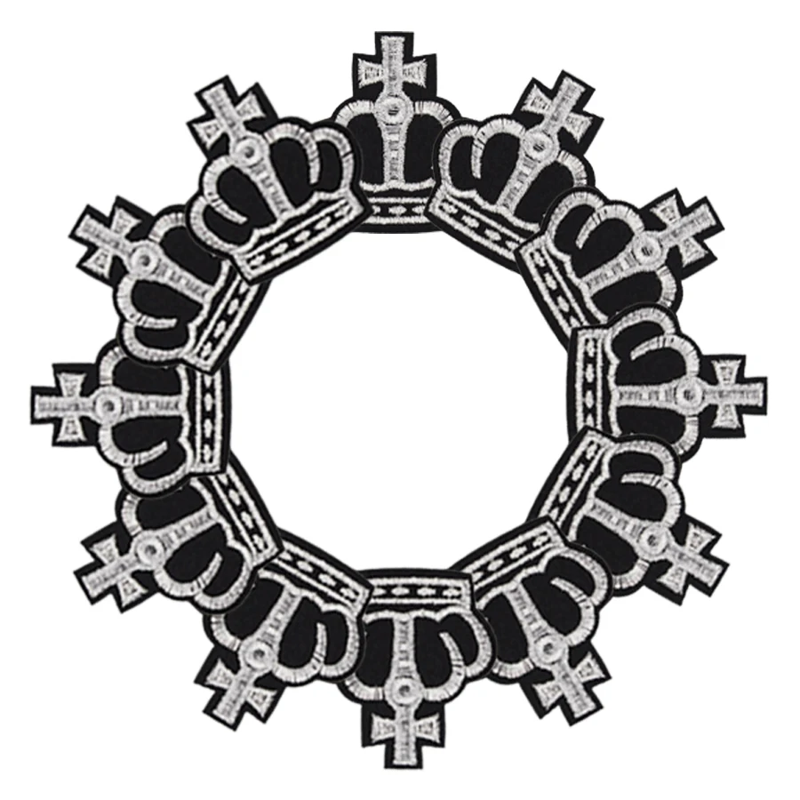 10 шт. нашивки для одежды в виде короны черно-белая вышитая аппликация