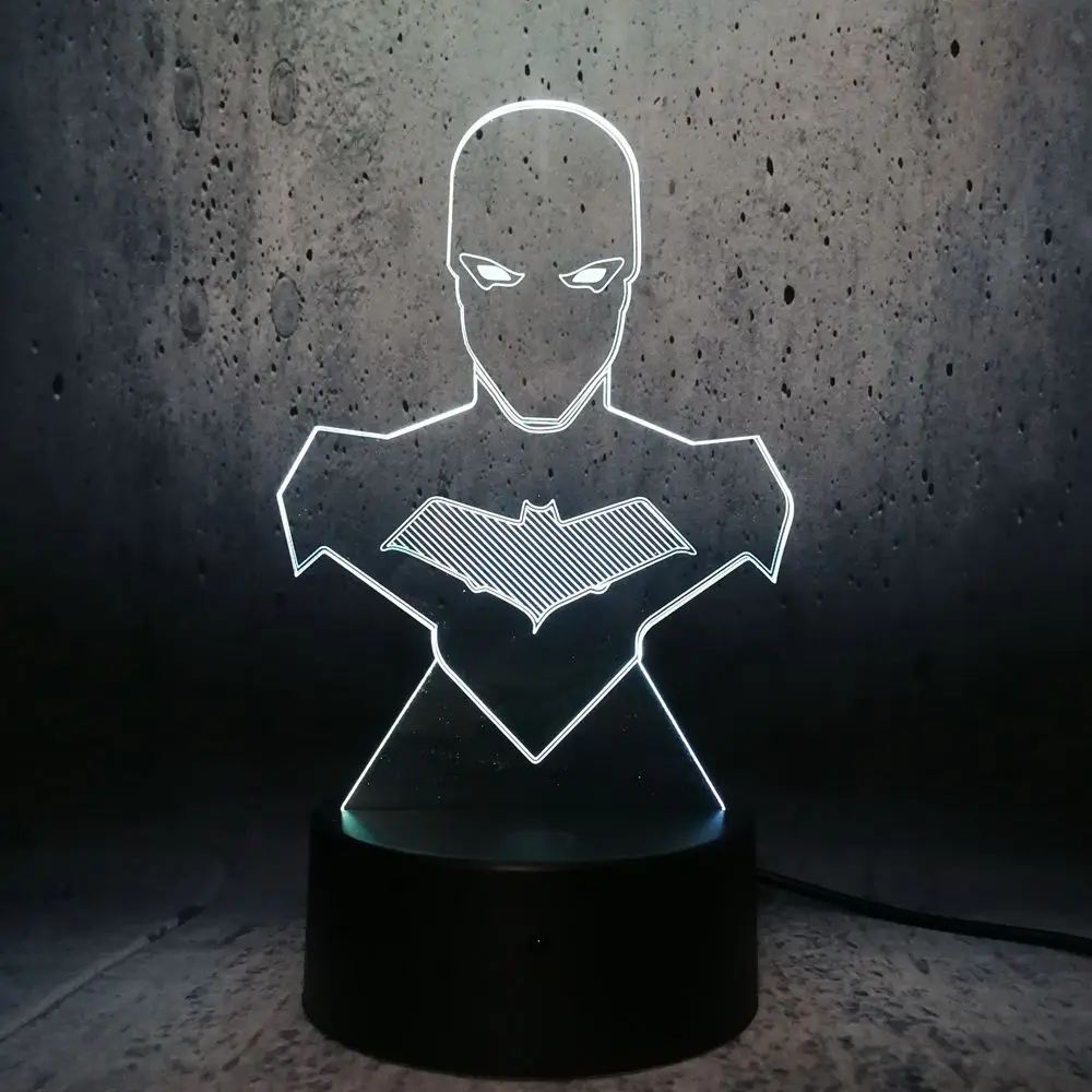 DC HERO Бэтмен силуэт профиль 3D лампа Луна ночной Светильник USB LED Настольный