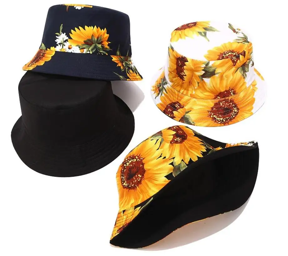 Панама двусторонняя с подсолнухом женская шляпа от солнца для девушек и женщин