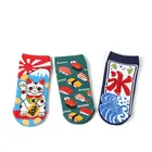 Новые женские хлопковые носки с мультяшным рисунком счастливая кошка милые котята короткие носки японская мода творческие забавные носки тапочки