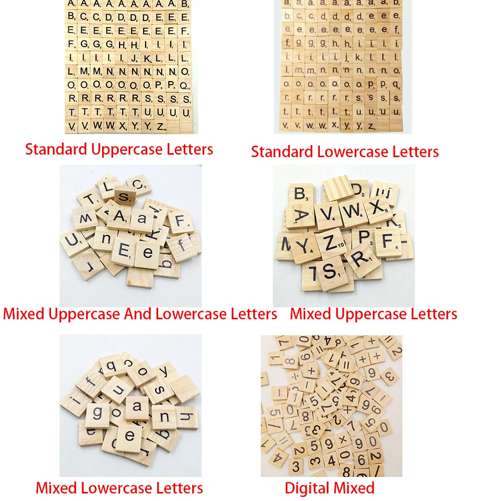 100 шт. Scrabble Алфавит плитка буквенный набор для скрапбукинга деревянный номер имя