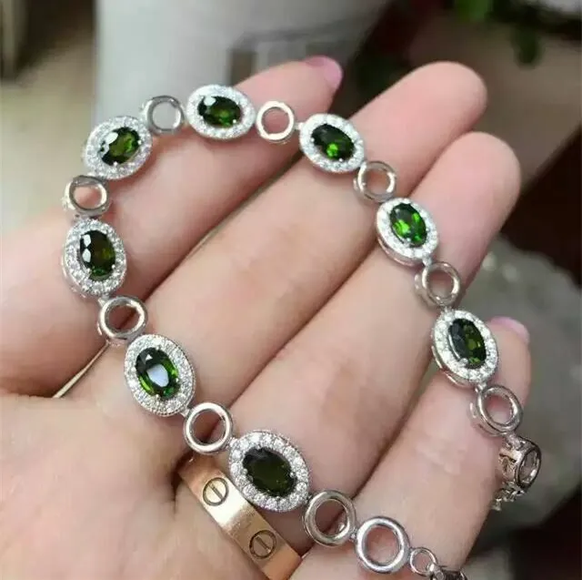 

KJJEAXCMY fine jewelry 925 Pure silver inlay natural shining stone lady style bracelet animal fox Kitty ellipse