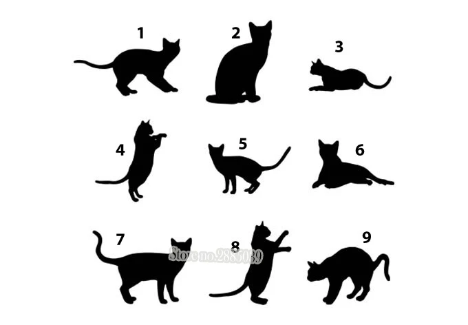 Кошка силуэты Стикеры DIY самоклеящаяся очаровательный кот в различные стильные