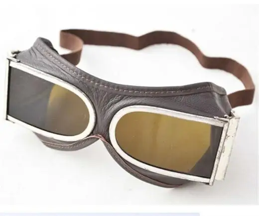 Очки авиаторы из овечьей кожи б/у старомодные ветрозащитные очки с резиновой