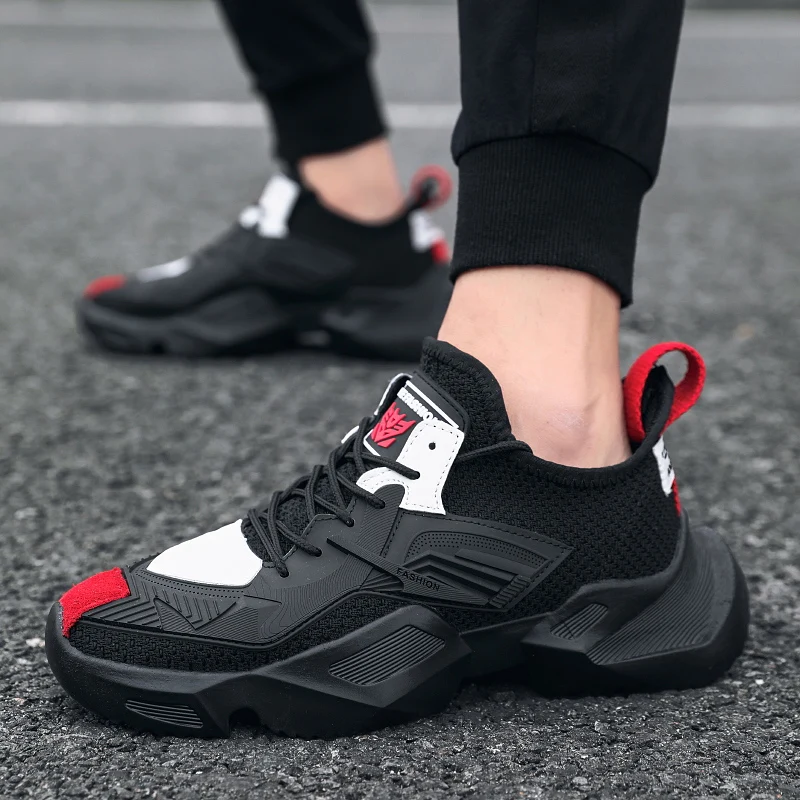 New Sneakers Men Shoes Casual mesh White Lace Up Comfortable Outdoor Breathable Fashion Heightening black Leather Shoes Male