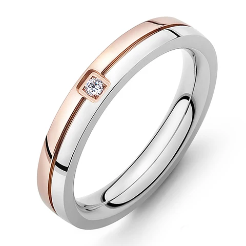 Кольцо с фианитом AENINE AR19102, классическое кольцо из нержавеющей стали с блестящим кристаллом для пар