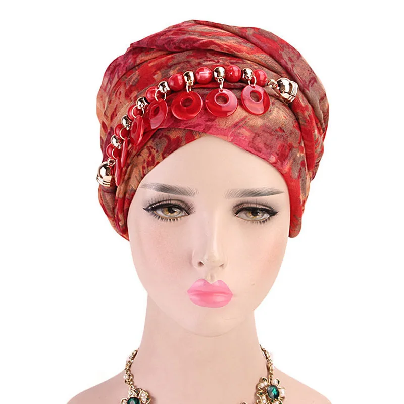 Ожерелье с вуалью шарф в этническом стиле принтом красителя мусульманская шляпа