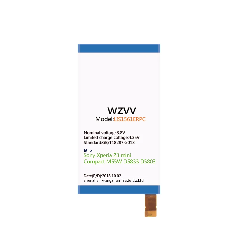 Wzvv оригинальный аккумулятор 3000 мАч LIS1561ERPC для sony Xperia Z3 Compact mini C4 M55W D5833 SO-02G +