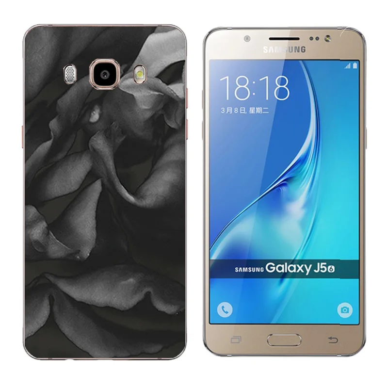for Funda Samsung Galaxy J5 2016 Phone Cases Snowflake Printing TPU Silicon Cover (2016) J510F Back |