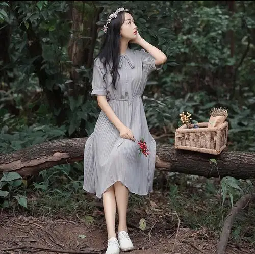 Женское шифоновое платье трапециевидной формы Mori Драпированное Платье До Колена