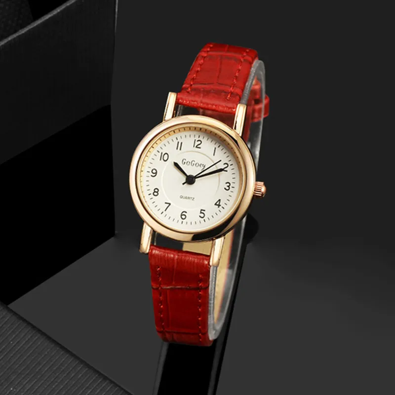Gogoey женские часы тонкий кожаный ремешок красные Модные наручные reloj mujer relogio feminino |