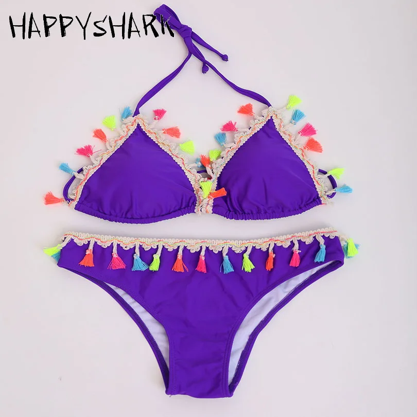 HAPPYSHARK 2018 новый красочный кисточкой купальники Для женщин ручной работы