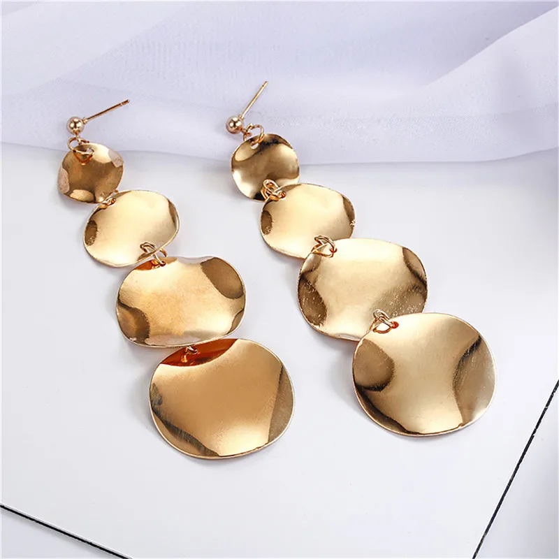 

European Big Round Pendant Dangle Earrings Jewelry for Women Female Punk Wedding Personality Woven Twisted Drop Earring E246