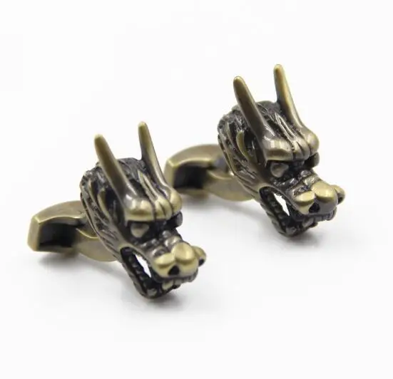 10 пар/лот древних черно-бурой лисицы/Волчья Голова запонки Винтаж бронза с