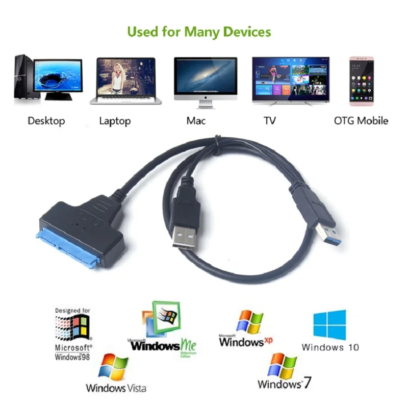 Мульти-Тип 50 см 20 SATA к USB Кабель-адаптер для 2 5 дюйма HDD SSD UASP 3 0 1 I II III |