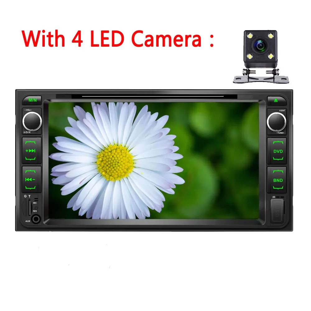 With 4 LED Camera Автомобильный dvd-плеер AMPrime 2 din " TFT-LCD с сенсорным экраном, Bluetooth DVD/CD/MP3/USB/SD/AUX, автомобильный стерео резервный фотоаппарат, мультимедийный плеер - Цвет: With 4 LED Camera