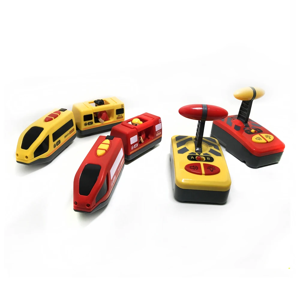Elétrico com Controle Brinquedo para Crianças com Trilho Elétrico de Madeira com Controle Compatível com Briado Vermelho e Branco Trem Remoto
