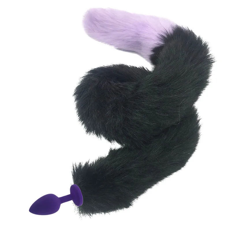 80cm Long Fox Tail Black Wolf Fake hair Lovely Butt Metal Plug Anal Sex Toy Animal RolePlay Cosplay | Красота и здоровье