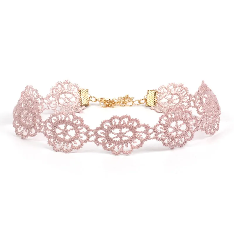 Романтичное кружевное ожерелье чокер 9 шт./компл. розовое Золотое звено веревки