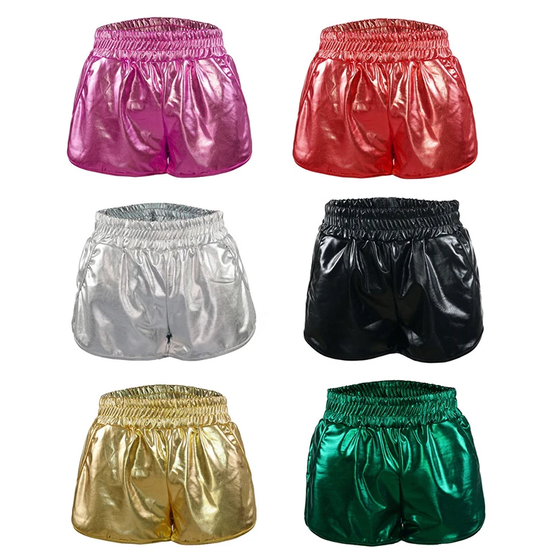 Women's Shorts Metallic High Waist Biker Dance Sexy Short Pants Fashion Summer For Women Black Booty Halloween Trousers | Женская