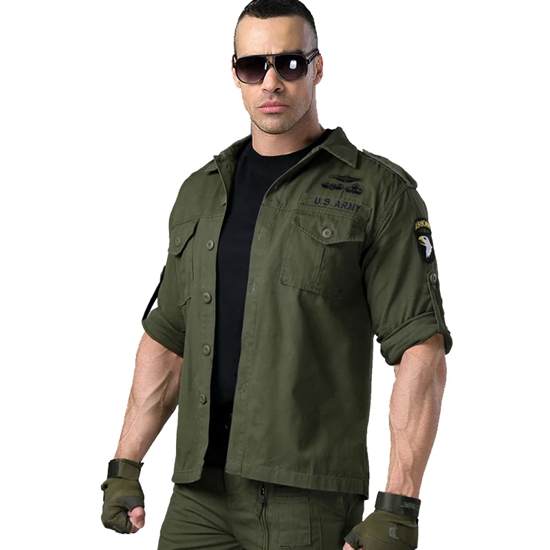 Army Green Refire gear, весенние военные тактические рубашки, мужские камуфляжные рубашки SWAT Combat с длинным рукавом, армейские карманы, хлопковая верхняя одежда, пальто - Цвет: Army Green